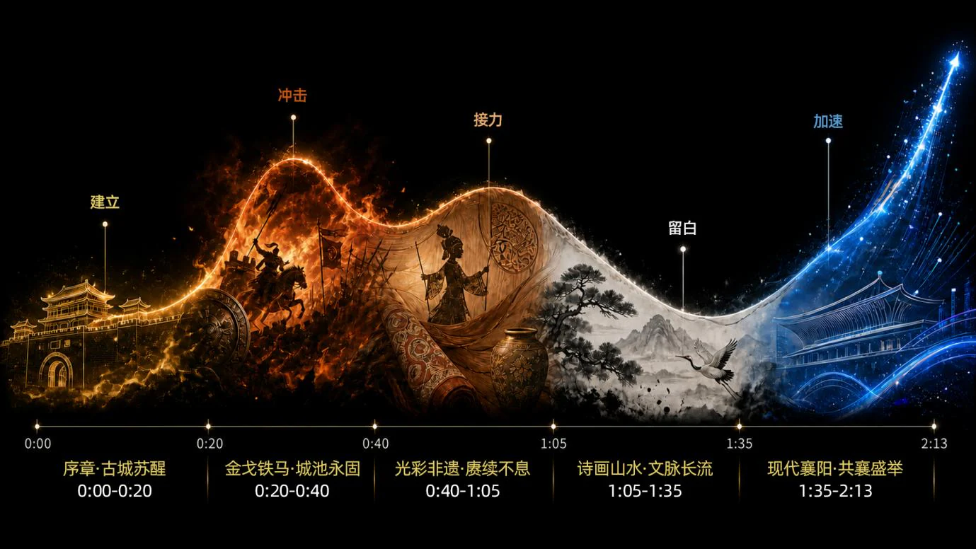 《襄昭·千载》两分钟秀演节奏与画面密度曲线